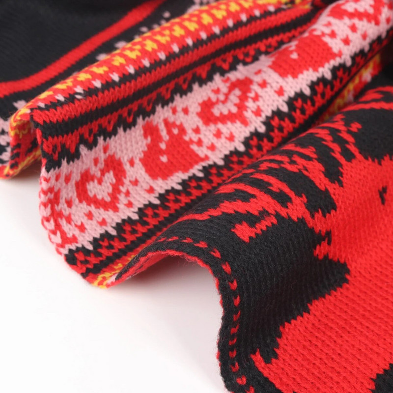 Ziemassvētku šalle Sieviešu aļņa adīta ziemas siltums sabiezināta vilna sarkana Ziemassvētku brieža šalle 190x27cm Jaungada svētku dāvana