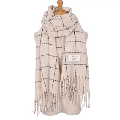 Nauja raudona languota skara, moteriška 2023 m. žiema, pastorinta šilta skara Kalėdų dovana, ilga skara moteriška prabangi prekės ženklo Desigual