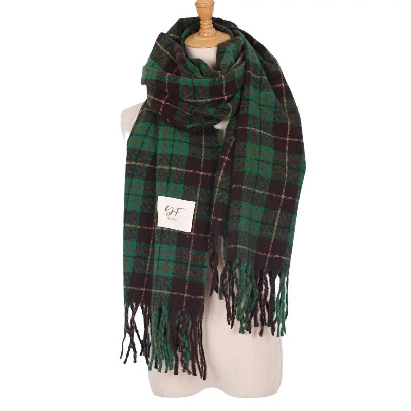 Nauja raudona languota skara, moteriška 2023 m. žiema, pastorinta šilta skara Kalėdų dovana, ilga skara moteriška prabangi prekės ženklo Desigual