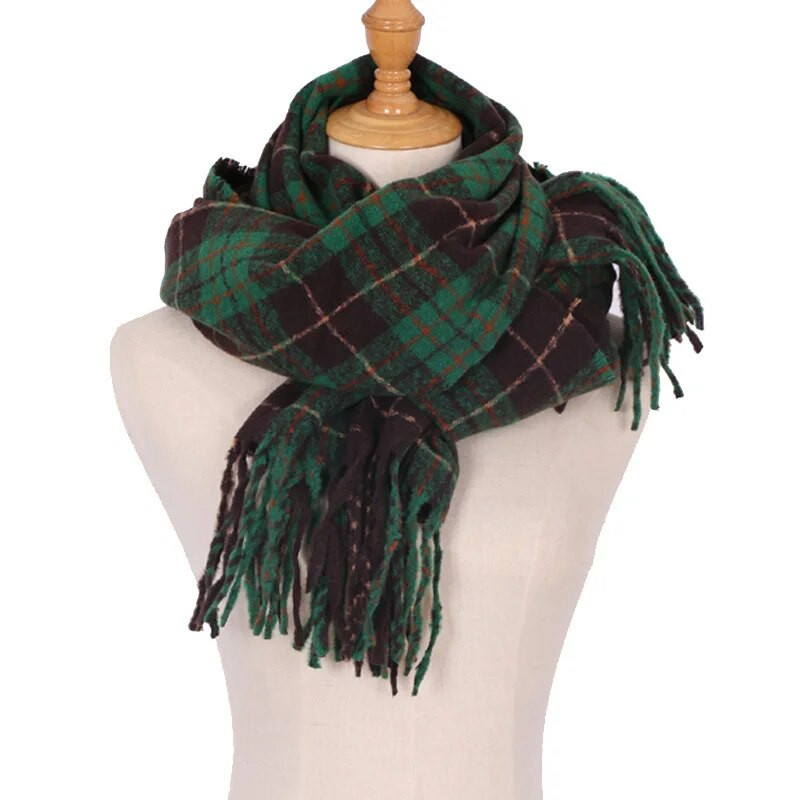 Nauja raudona languota skara, moteriška 2023 m. žiema, pastorinta šilta skara Kalėdų dovana, ilga skara moteriška prabangi prekės ženklo Desigual