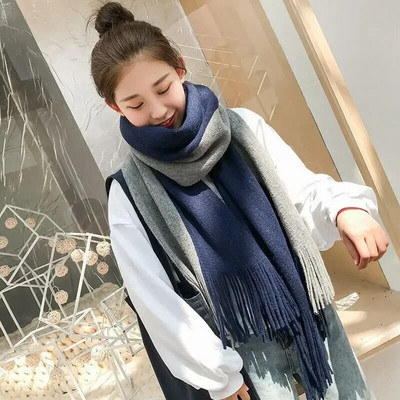 Divatos kétszínű sálak női 200 cm-es nagy szélálló meleg sál koreai téli népszerű sálak