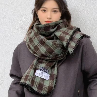 Красиви карирани шалове Дамски универсален шал Зимни топли ветроустойчиви опаковки Корейски японски популярни шалове