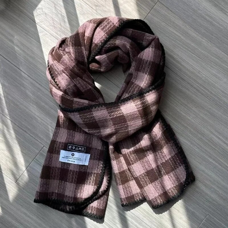 Prekrasni karirani šalovi Ženski svestrani šal Zimski topli omoti otporni na vjetar Korejski japanski popularni šalovi