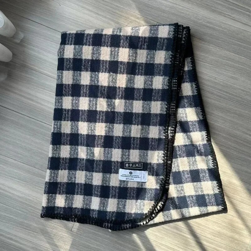 Prekrasni karirani šalovi Ženski svestrani šal Zimski topli omoti otporni na vjetar Korejski japanski popularni šalovi