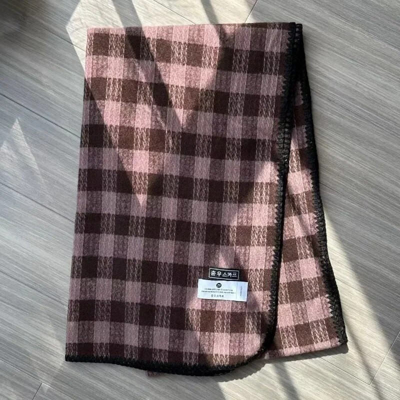 Prekrasni karirani šalovi Ženski svestrani šal Zimski topli omoti otporni na vjetar Korejski japanski popularni šalovi