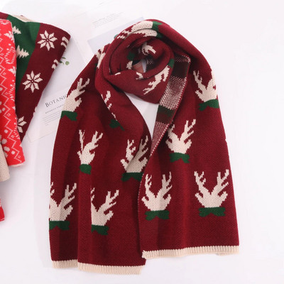 Pleteni božićni šal Zimska moda Topli vuneni šal Ženski dvostrani šalovi Šalovi omot Božićni darovi 180x30CM