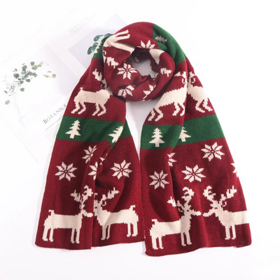 Pleteni božićni šal Zimska moda Topli vuneni šal Ženski dvostrani šalovi Šalovi omot Božićni darovi 180x30CM