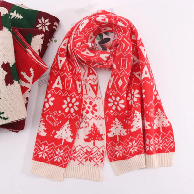 Pleteni božićni šal Zimska moda Topli vuneni šal Ženski dvostrani šalovi Šalovi omot Božićni darovi 180x30CM