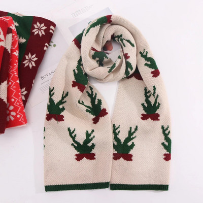 Pleteni božićni šal Zimska moda Topli vuneni šal Ženski dvostrani šalovi Šalovi omot Božićni darovi 180x30CM