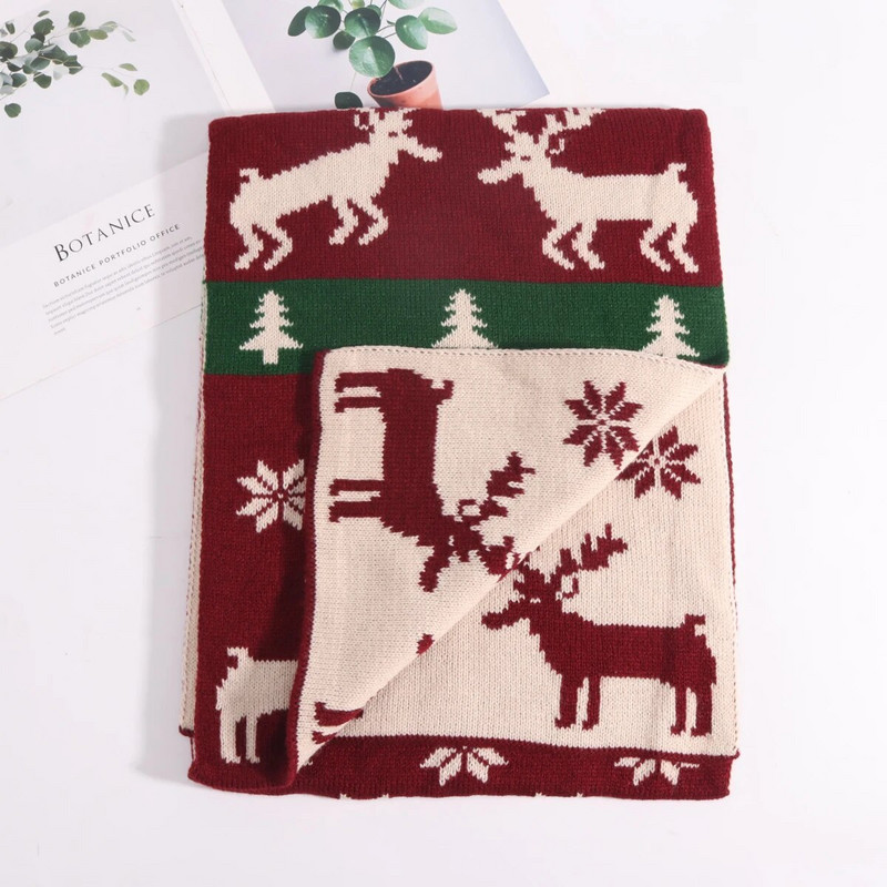 Pleteni božićni šal Zimska moda Topli vuneni šal Ženski dvostrani šalovi Šalovi omot Božićni darovi 180x30CM