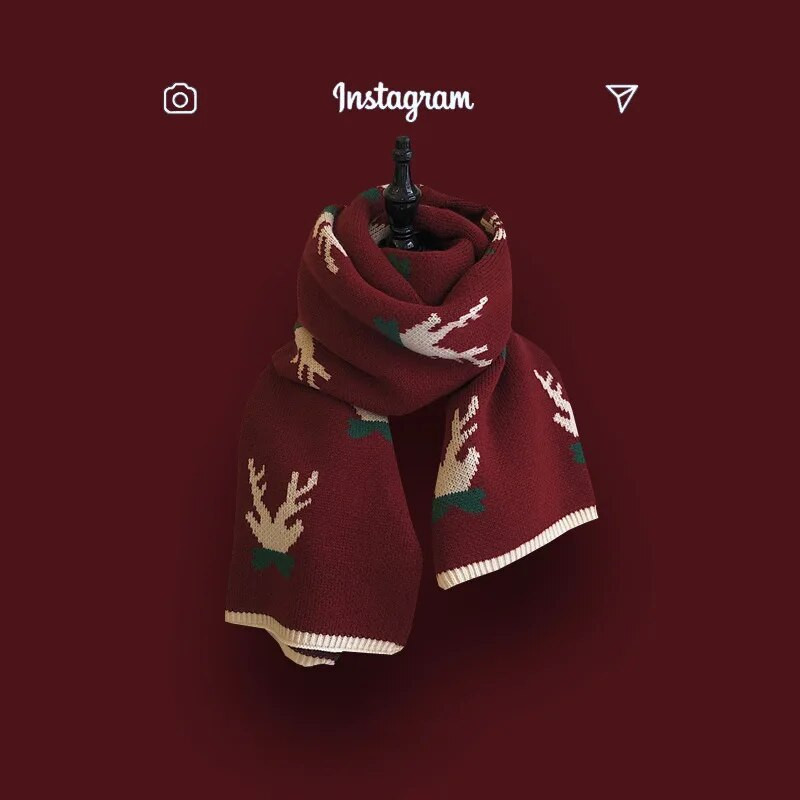 2022 új gímszarvas kötött sál női vastag téli meleg diák aranyos takaró nyak sálak kendőbe csomagolt karácsonyi ajándék