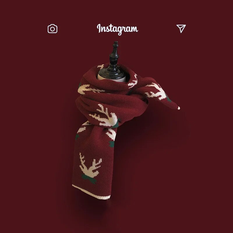 2022 új gímszarvas kötött sál női vastag téli meleg diák aranyos takaró nyak sálak kendőbe csomagolt karácsonyi ajándék