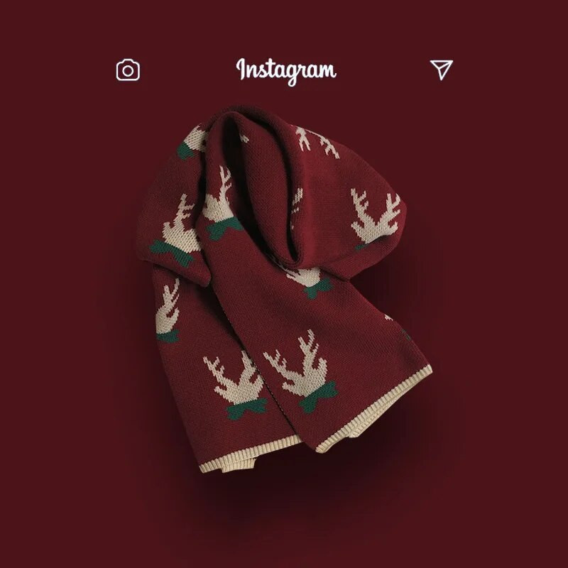 2022 új gímszarvas kötött sál női vastag téli meleg diák aranyos takaró nyak sálak kendőbe csomagolt karácsonyi ajándék