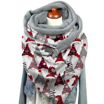 Моден зимен дамски коледен шал Faceless Doll Printed Button Soft Wrap Ежедневни топли шалове Шалове echarpe femme шарф женски
