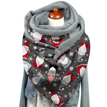 Моден зимен дамски коледен шал Faceless Doll Printed Button Soft Wrap Ежедневни топли шалове Шалове echarpe femme шарф женски