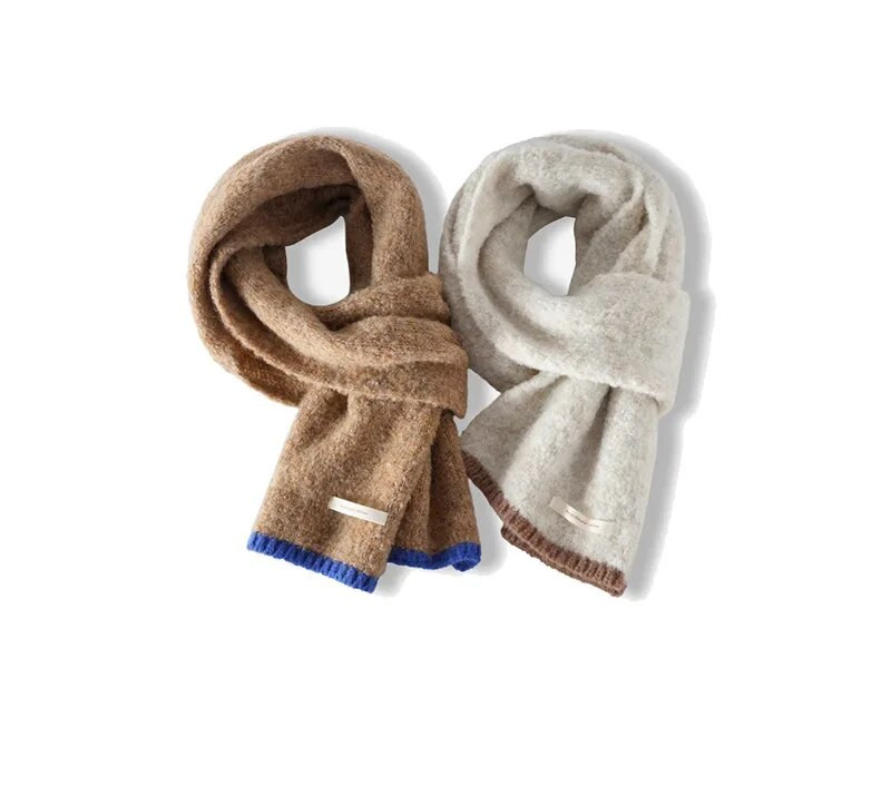 Ženski zimski novi topli pleteni šal, studentski par, korejsko izdanje, višenamjenski vuneni kontrastni vrat, mekani