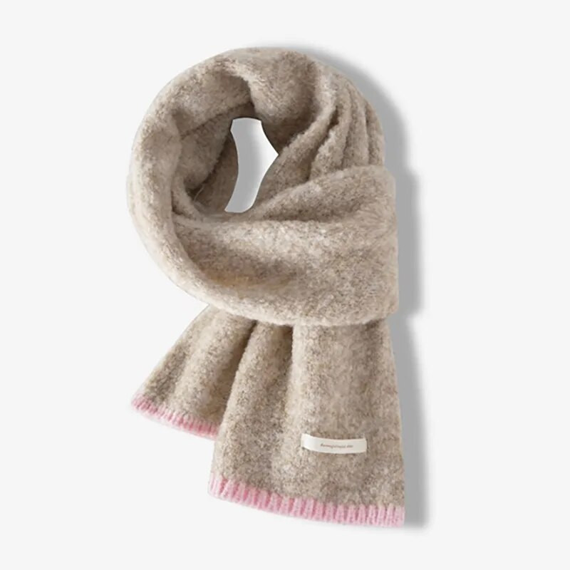 Ženski zimski novi topli pleteni šal, studentski par, korejsko izdanje, višenamjenski vuneni kontrastni vrat, mekani