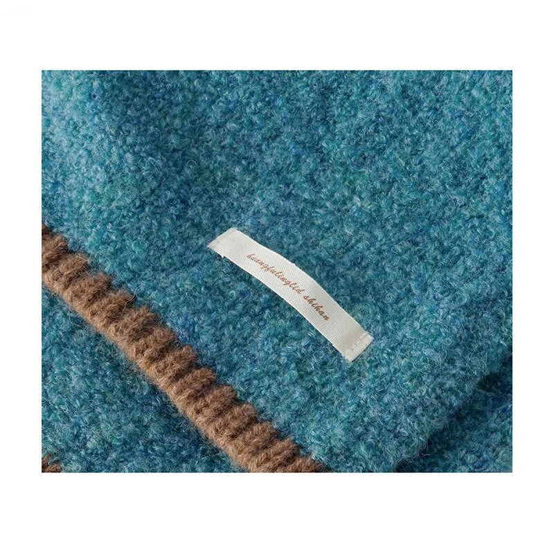 Ženski zimski novi topli pleteni šal, studentski par, korejsko izdanje, višenamjenski vuneni kontrastni vrat, mekani