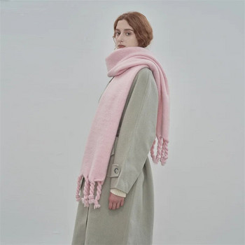 2023 Луксозна марка кашмирен дамски шал зимен дебел топъл плътен опаковъчен женски пашмина с дълъг пискюл женско дебело одеяло