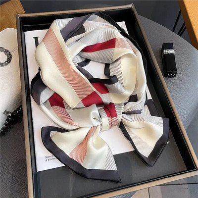 Pledas Skinny Satin Silk Šalikas moterims Plaukų juostelės Kaklo kaklaraištis diržas Galvos juostelė Moteris Apvynioja Foulard galvos skara Bandana