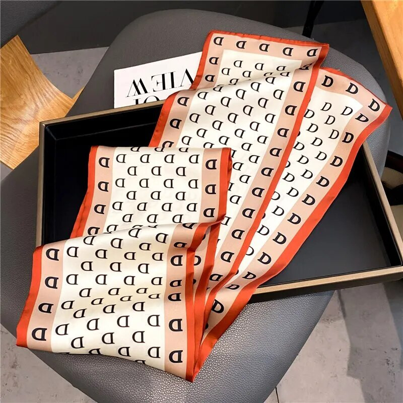 Pledas Skinny Satin Silk Šalikas moterims Plaukų juostelės Kaklo kaklaraištis diržas Galvos juostelė Moteris Apvynioja Foulard galvos skara Bandana