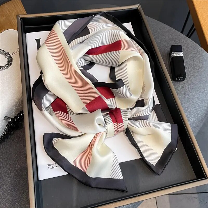 Pledas Skinny Satin Silk Šalikas moterims Plaukų juostelės Kaklo kaklaraištis diržas Galvos juostelė Moteris Apvynioja Foulard galvos skara Bandana