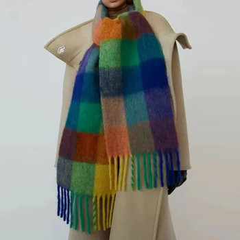 2022 Χειμερινό καρό κασμίρ κασκόλ μόδας σάλι χρωματιστά καρό κασκόλ Ζεστοί λαιμοί μαθητών και πιο χοντρό bufanda invierno mujer
