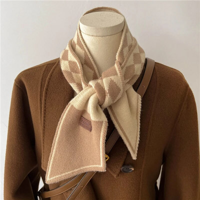 Ženski topli šal s kravatom od kašmira Karirani rubac Pleteni šalovi Dugi uski mali šalovi Prsten Bufanda Ženski