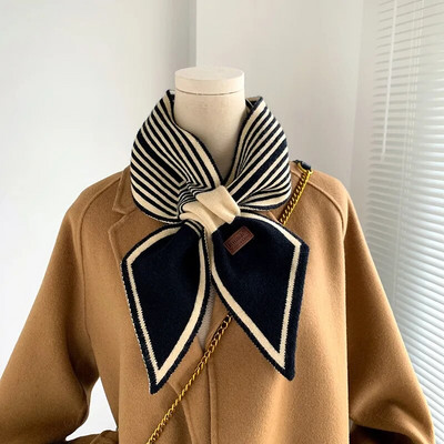 Ženski topli šal s kravatom od kašmira Karirani rubac Pleteni šalovi Dugi uski mali šalovi Prsten Bufanda Ženski