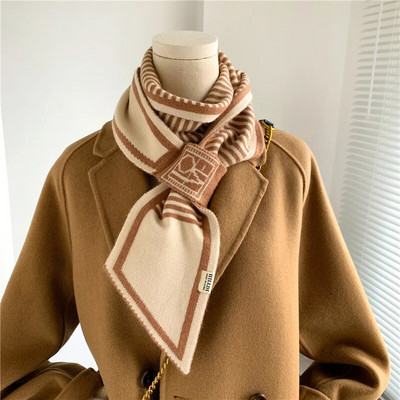 Ženski topli šal s kravatom od kašmira Karirani rubac Pleteni šalovi Dugi uski mali šalovi Prsten Bufanda Ženski