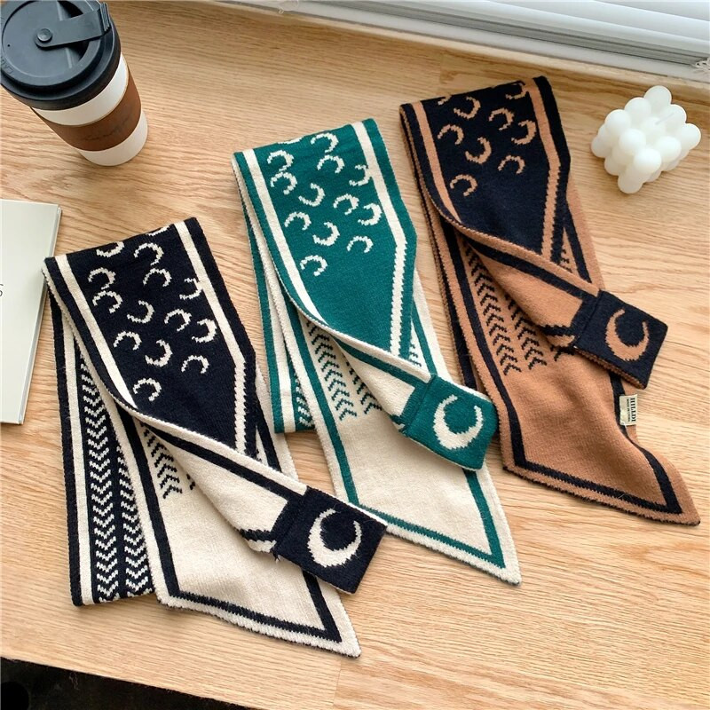 Ženski topli šal s kravatom od kašmira Karirani rubac Pleteni šalovi Dugi uski mali šalovi Prsten Bufanda Ženski