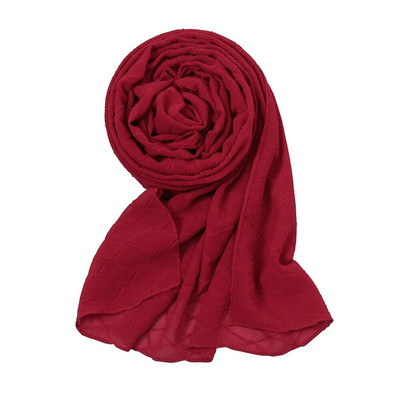 Új divatos fejkendő 2021 női sima cukorka színű kockás ráncos buborék sifon kendő takaró ellopta muszlim hidzsáb 175*70cm