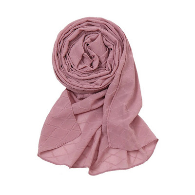 Új divatos fejkendő 2021 női sima cukorka színű kockás ráncos buborék sifon kendő takaró ellopta muszlim hidzsáb 175*70cm