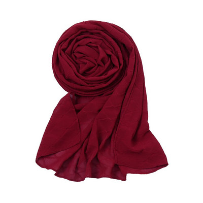 Új divatos fejkendő 2021 női sima cukorka színű kockás ráncos buborék sifon kendő takaró ellopta muszlim hidzsáb 175*70cm