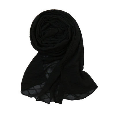 Új divatos fejkendő 2021 női sima cukorka színű kockás ráncos buborék sifon kendő takaró ellopta muszlim hidzsáb 175*70cm