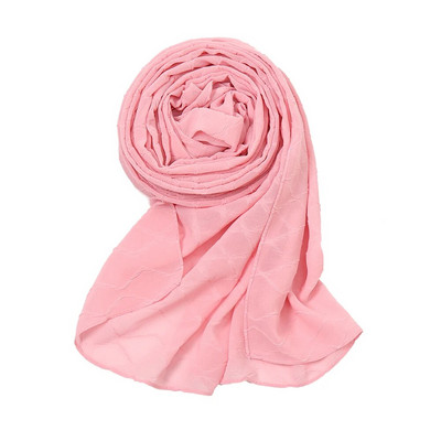 Új divatos fejkendő 2021 női sima cukorka színű kockás ráncos buborék sifon kendő takaró ellopta muszlim hidzsáb 175*70cm