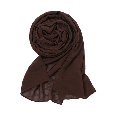 Új divatos fejkendő 2021 női sima cukorka színű kockás ráncos buborék sifon kendő takaró ellopta muszlim hidzsáb 175*70cm