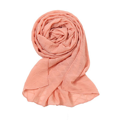 Új divatos fejkendő 2021 női sima cukorka színű kockás ráncos buborék sifon kendő takaró ellopta muszlim hidzsáb 175*70cm