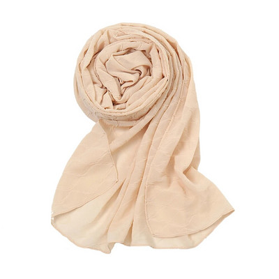 Új divatos fejkendő 2021 női sima cukorka színű kockás ráncos buborék sifon kendő takaró ellopta muszlim hidzsáb 175*70cm