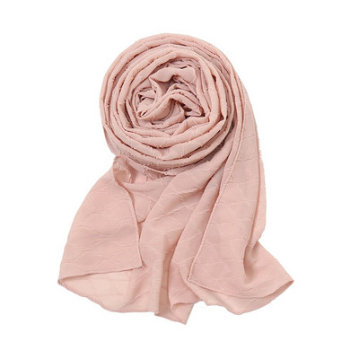 Új divatos fejkendő 2021 női sima cukorka színű kockás ráncos buborék sifon kendő takaró ellopta muszlim hidzsáb 175*70cm