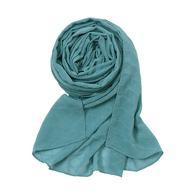 Új divatos fejkendő 2021 női sima cukorka színű kockás ráncos buborék sifon kendő takaró ellopta muszlim hidzsáb 175*70cm