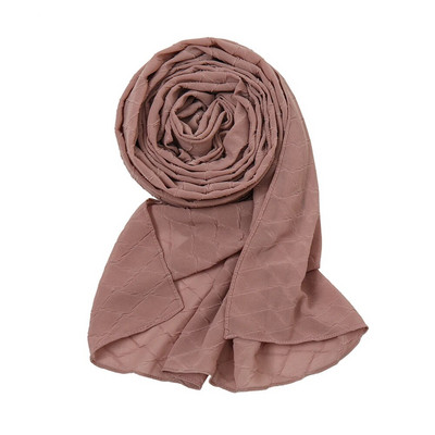 Új divatos fejkendő 2021 női sima cukorka színű kockás ráncos buborék sifon kendő takaró ellopta muszlim hidzsáb 175*70cm