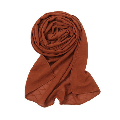 Új divatos fejkendő 2021 női sima cukorka színű kockás ráncos buborék sifon kendő takaró ellopta muszlim hidzsáb 175*70cm