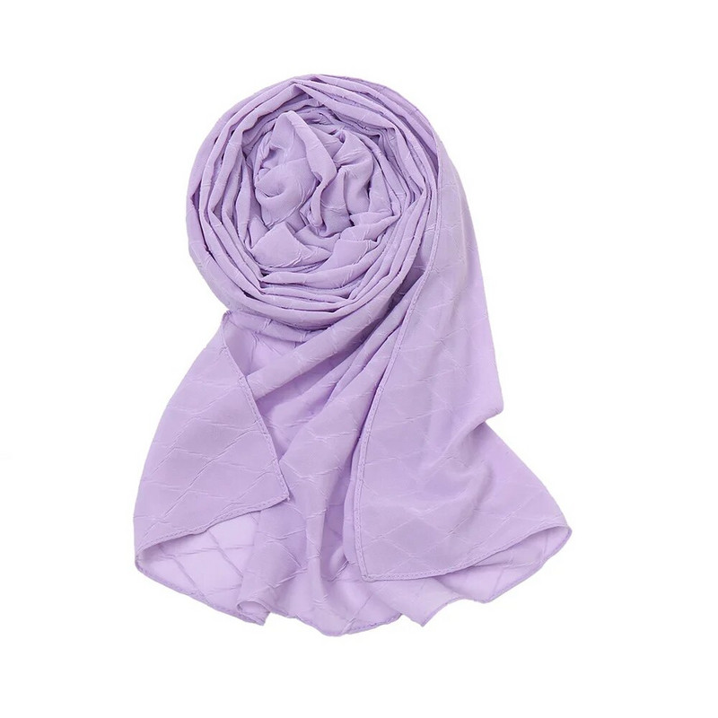 Új divatos fejkendő 2021 női sima cukorka színű kockás ráncos buborék sifon kendő takaró ellopta muszlim hidzsáb 175*70cm