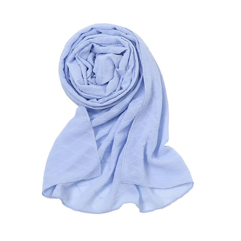 Új divatos fejkendő 2021 női sima cukorka színű kockás ráncos buborék sifon kendő takaró ellopta muszlim hidzsáb 175*70cm