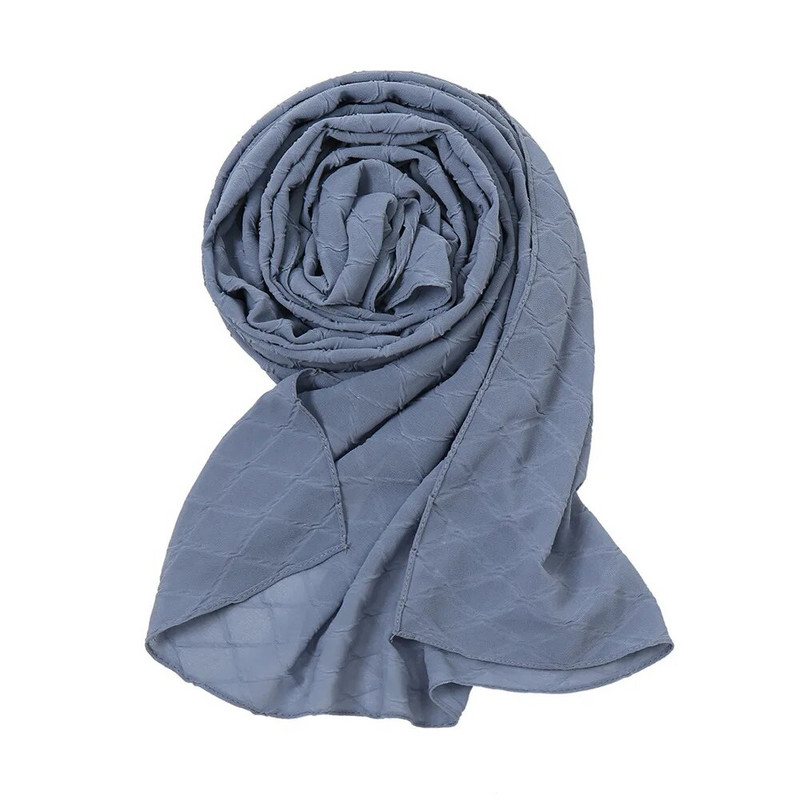 Új divatos fejkendő 2021 női sima cukorka színű kockás ráncos buborék sifon kendő takaró ellopta muszlim hidzsáb 175*70cm