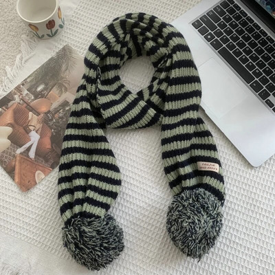 Zimski ženski topli prugasti šal pleteni proljetni debeli topli zimski loptasti loptasti šalovi Zimski ležerni topliji ženski šalovi za žene