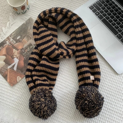 Zimski ženski topli prugasti šal pleteni proljetni debeli topli zimski loptasti loptasti šalovi Zimski ležerni topliji ženski šalovi za žene