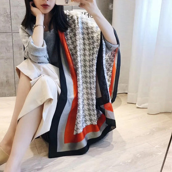 Нов дамски копринен шал, шалове и обвивка, летен луксозен марков дизайнерски дамски дамски пашмина Femme Foulard Bandana Хиджаб черен