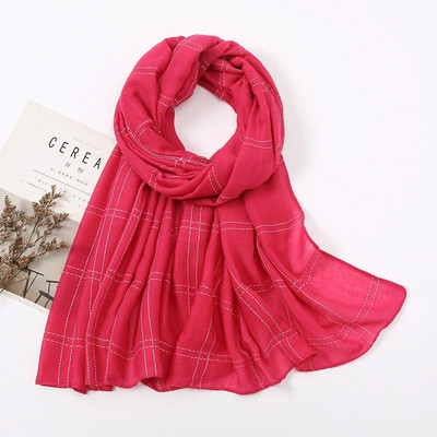 Jesen, obični šivani karirani šal od viskoze, ženski pamučni šalovi, jednobojni pašmina, muslimanski hidžab, šalovi